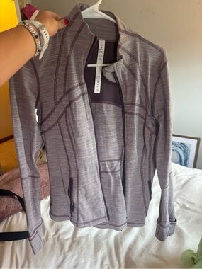 lululemon athletica striped mauve zip-up jacket